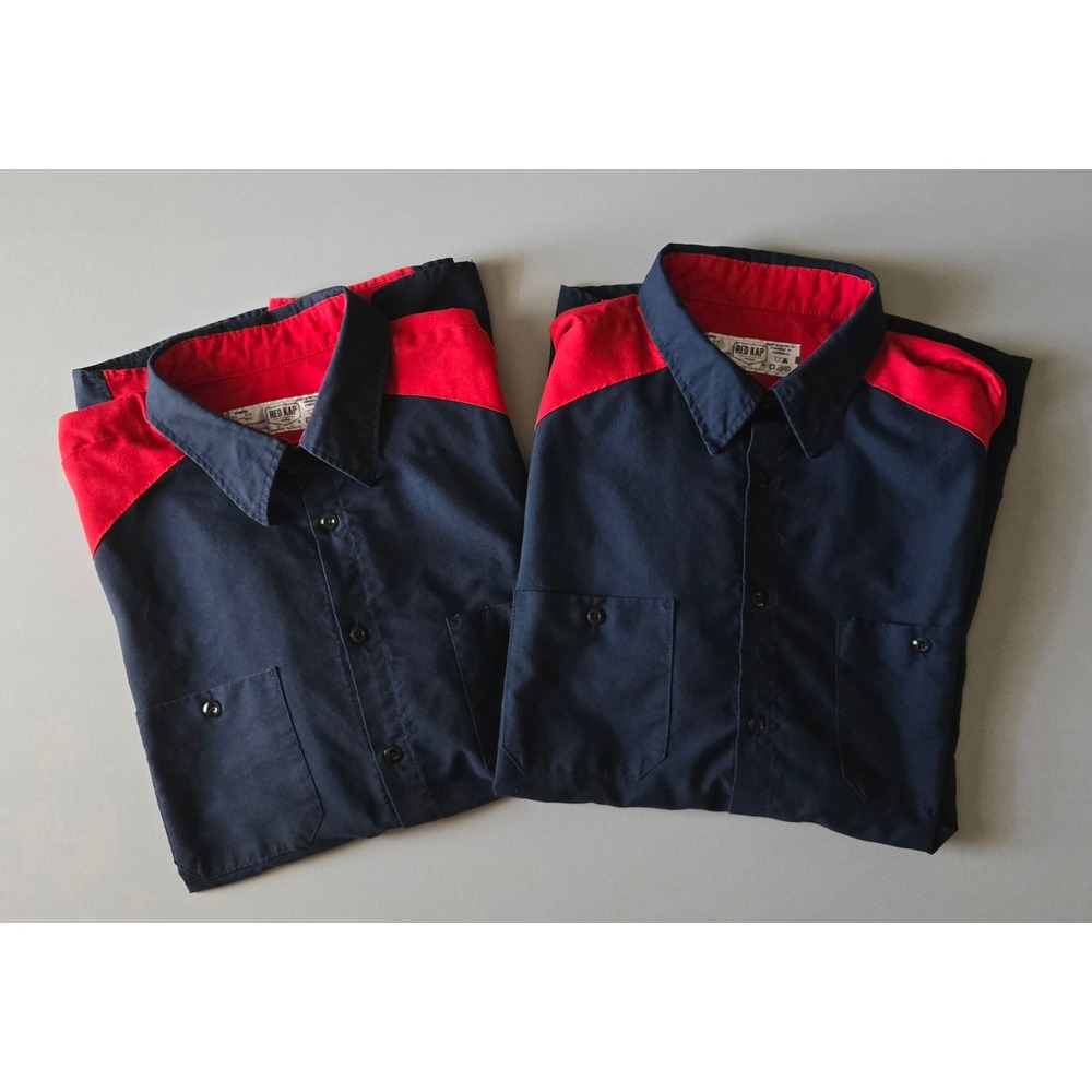 Red Kap Work Shirts Men XXL Set 2 Blue‎ Red Short Sleeve B Grade AS IS